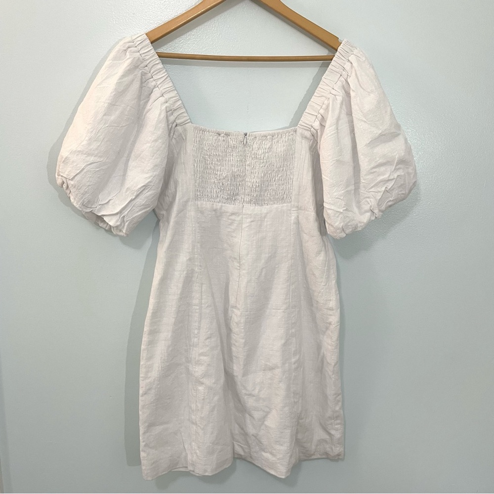 NWT SNDYS X Revolve White Tuscany Cotton Puff Sleeve Mini Dress Smock Boho XL - Picture 7 of 11